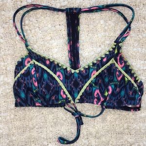 Strappy Padded Bikini Top w/ Crochet Stitching